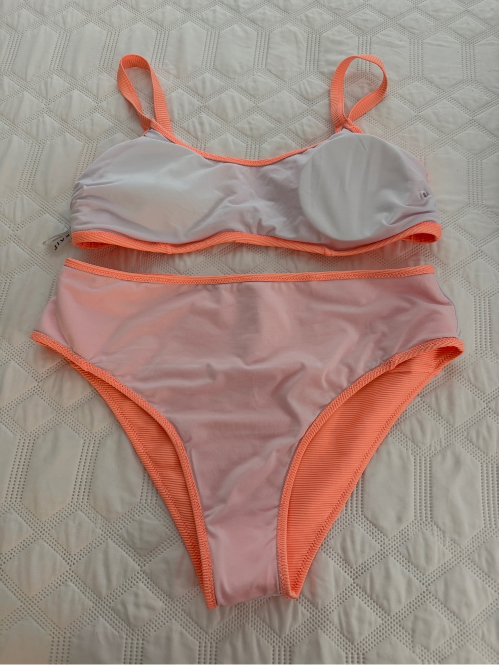 pop Coral Ribbed Two-Piece Bikini Set - Picture 4 of 4